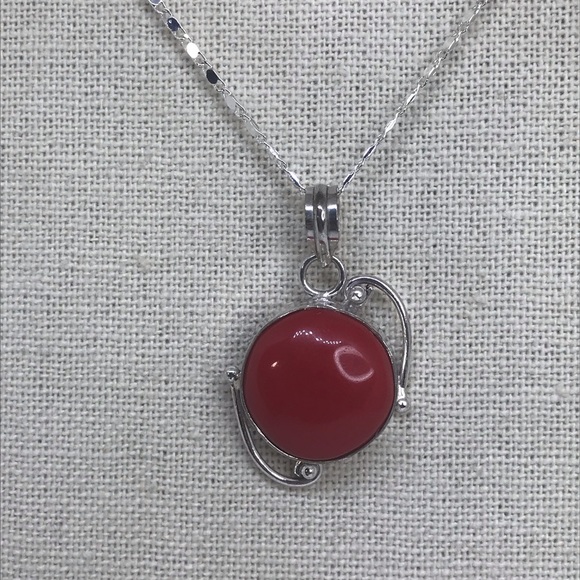 New Beautiful Simulated Red Coral Pendant - Picture 4 of 8
